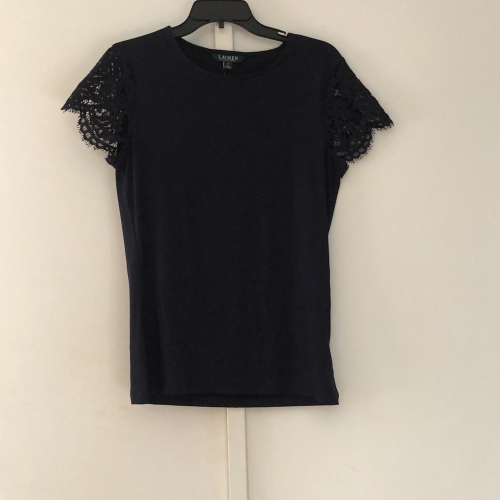 Ralph Lauren Navy Lace Short Sleeve Shirt